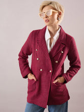 Maroon Tweed Double Breasted Blazer SASSAFRAS